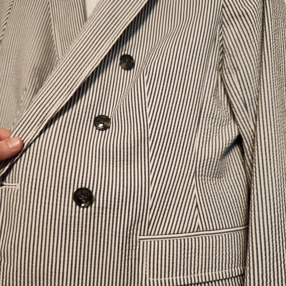 Banana Republic gray and cream women's double-breasted blazer size 12 - Picture 3 of 14